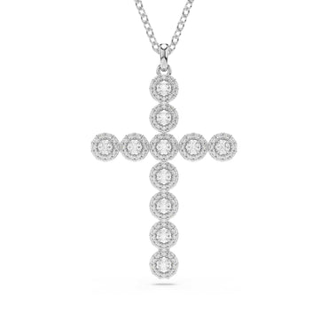 Insigne pendant, Mixed cuts, Cross, White, Rhodium plated