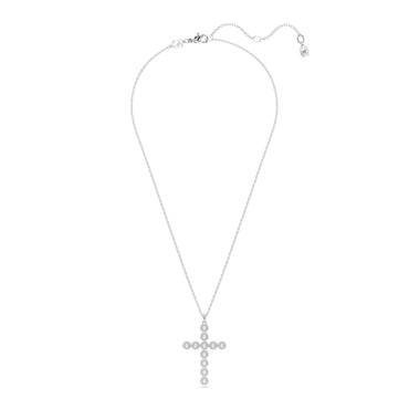 Insigne pendant, Mixed cuts, Cross, White, Rhodium plated
