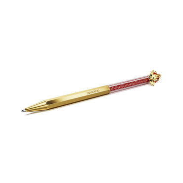 Crystalline Dragon and Phoenix ballpoint pen, Octagon shape, Dragon, Red, Gold-tone plated