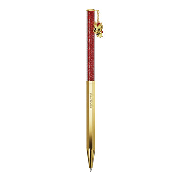 Crystalline Dragon and Phoenix ballpoint pen, Octagon shape, Dragon, Red, Gold-tone plated
