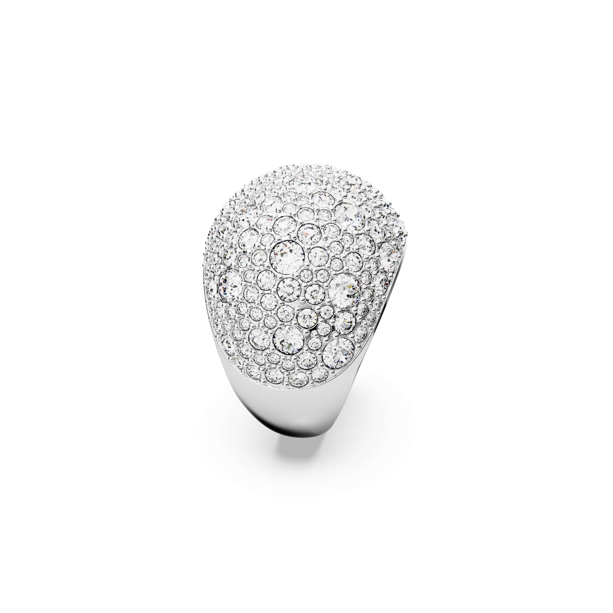 Luna cocktail ring, Moon, White, Rhodium plated - 52cm