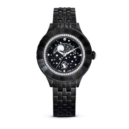 Octea moon watch, Swiss Made, Moon, Metal bracelet, Black, Black finish