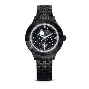 Octea moon watch, Swiss Made, Moon, Metal bracelet, Black, Black finish
