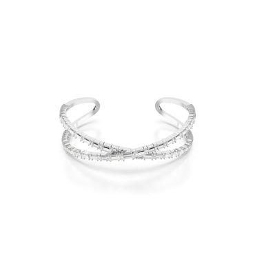 Hyperbola cuff, Infinity, White, Rhodium plated - M