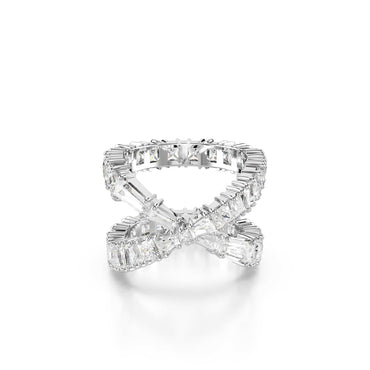 Hyperbola ring, Infinity, White, Silver-tone finish - 55cm