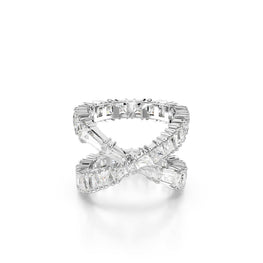 Hyperbola ring, Infinity, White, Silver-tone finish - 58cm