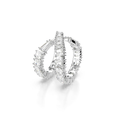 Hyperbola ring, Infinity, White, Silver-tone finish - 58cm