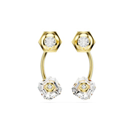 Numina earring jackets, Mixed cuts, White, Gold-tone plated