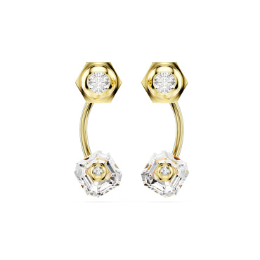 Numina earring jackets, Mixed cuts, White, Gold-tone plated