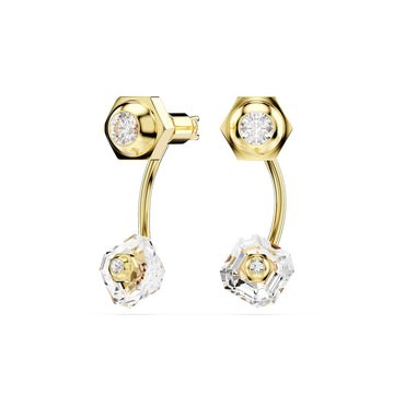 Numina earring jackets, Mixed cuts, White, Gold-tone plated