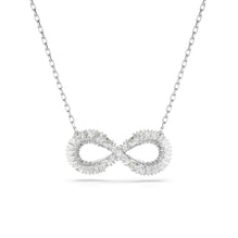 Hyperbola pendant, Infinity, White, Rhodium plated