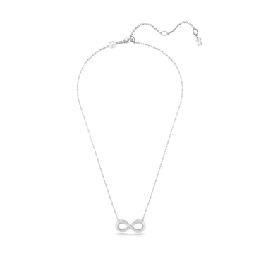 Hyperbola pendant, Infinity, White, Rhodium plated