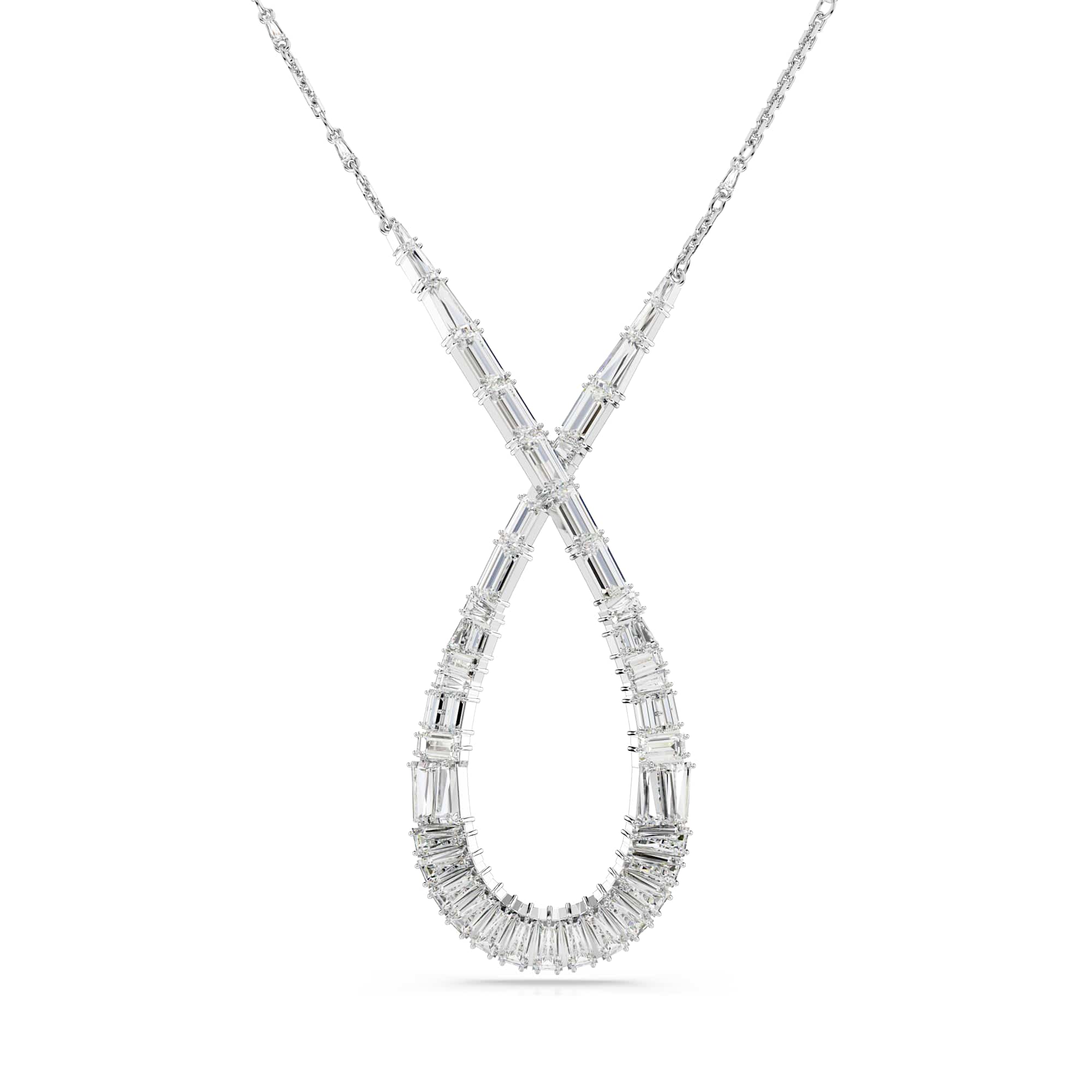 Hyperbola pendant, Mixed cuts, Infinity, White, Rhodium plated