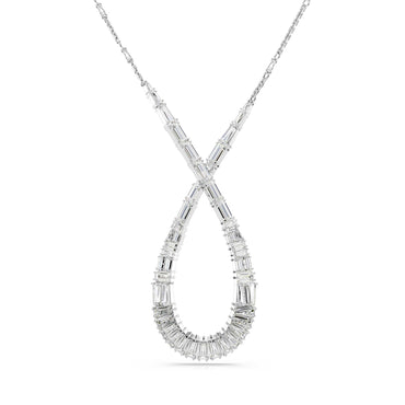Hyperbola pendant, Mixed cuts, Infinity, White, Rhodium plated