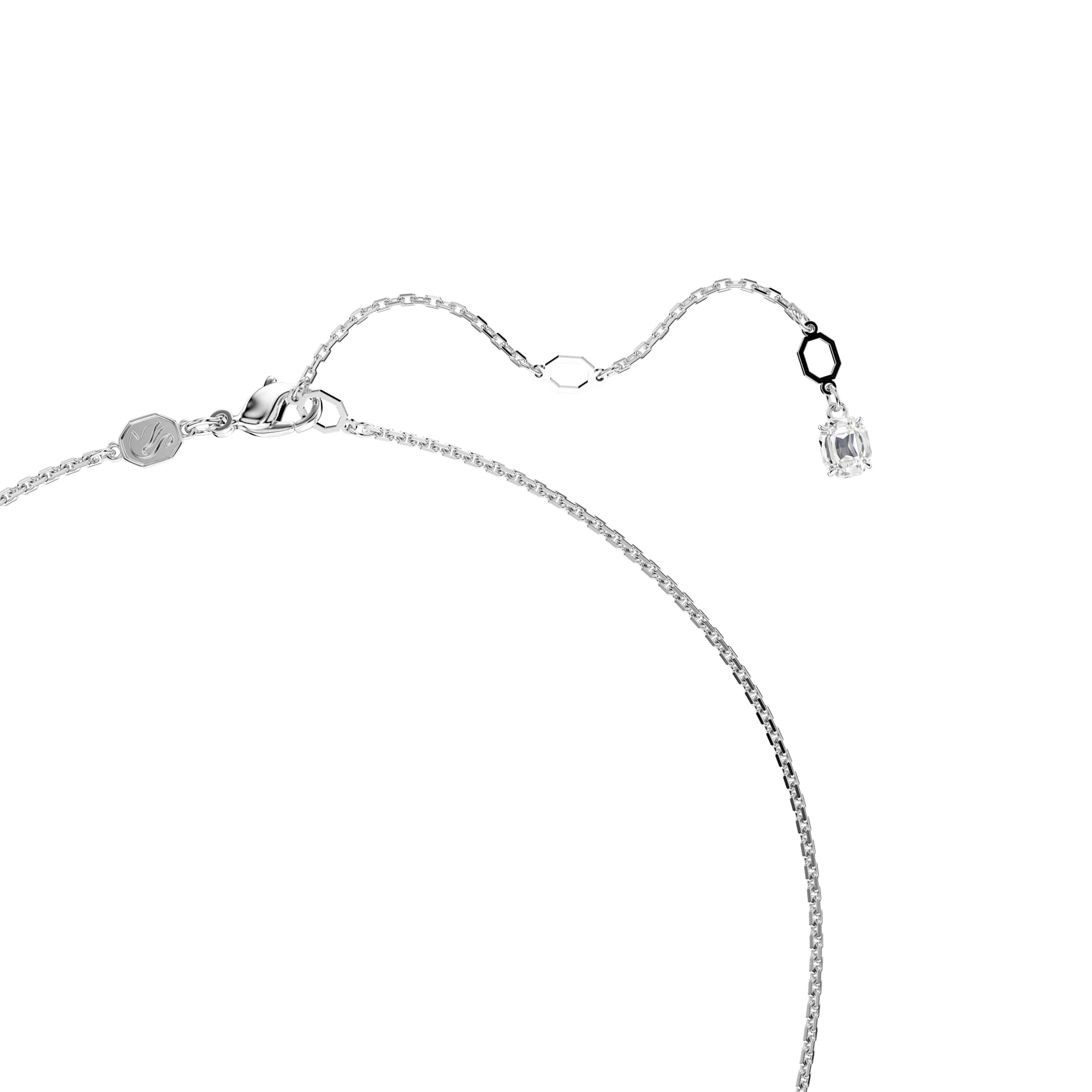 Hyperbola pendant, Mixed cuts, Infinity, White, Rhodium plated