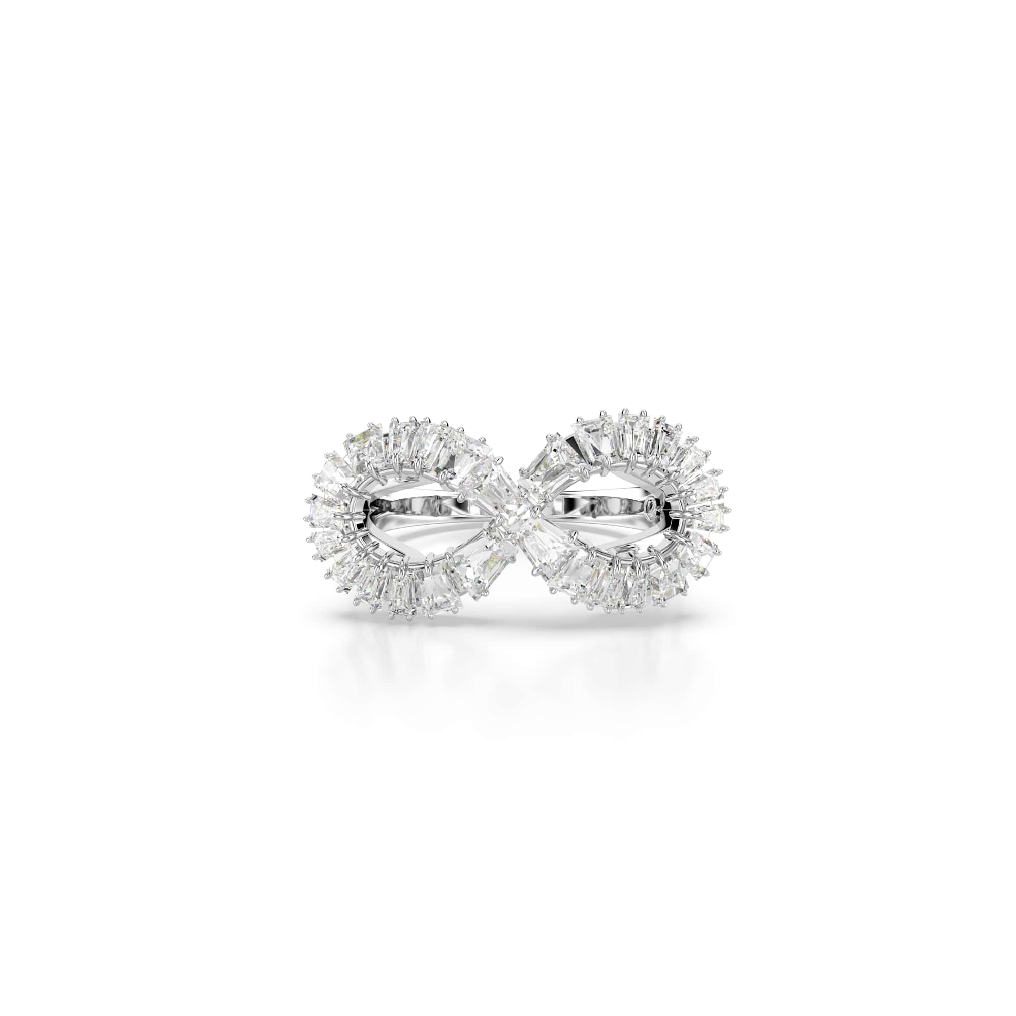 Hyperbola cocktail ring, Infinity, White, Rhodium plated - 52cm