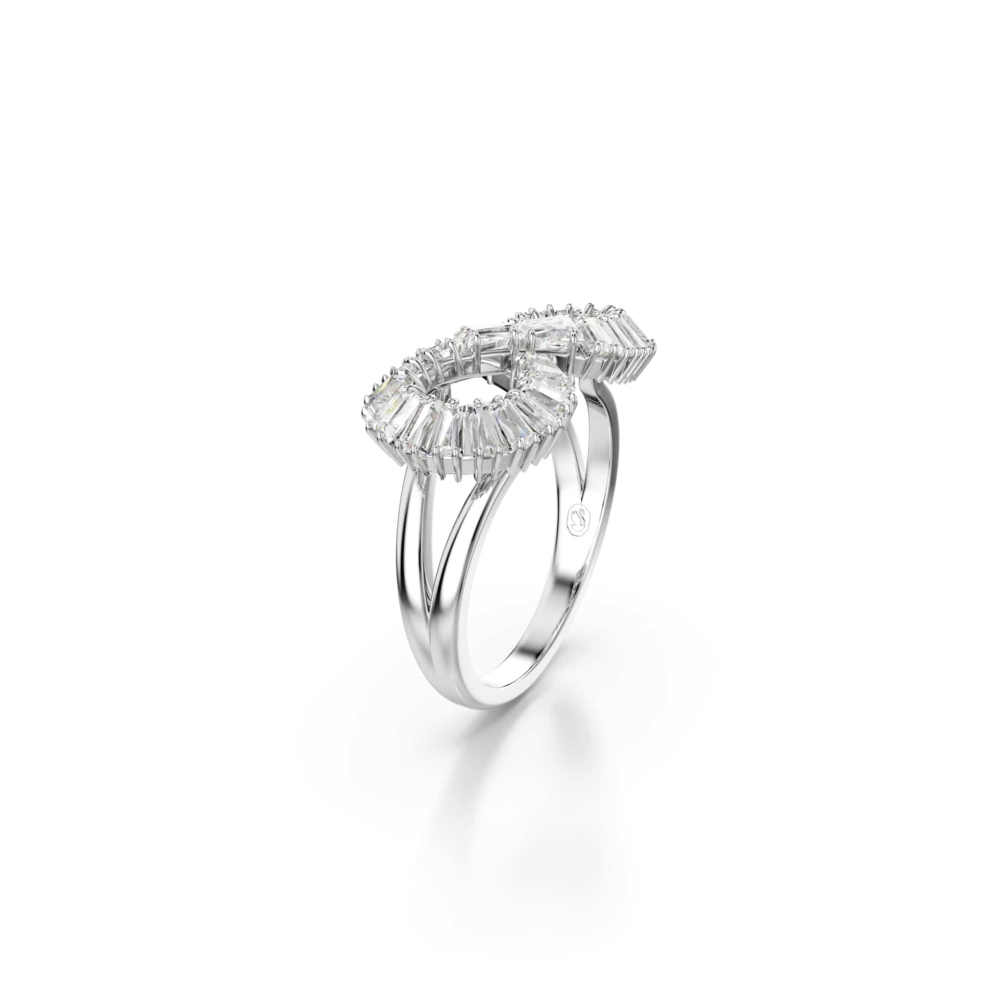 Hyperbola cocktail ring, Infinity, White, Rhodium plated - 52cm