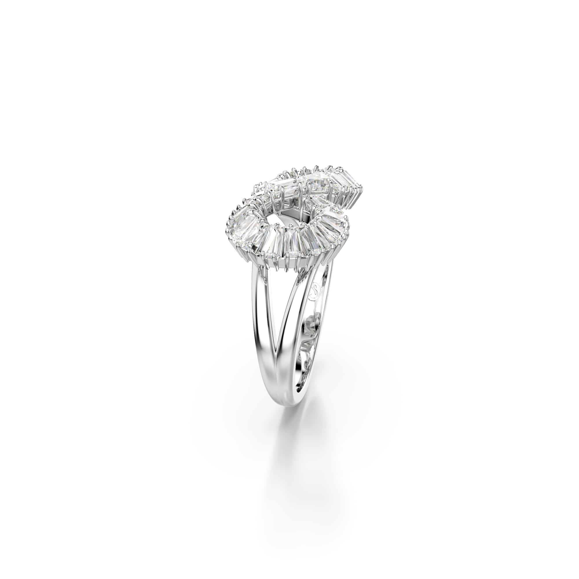 Hyperbola cocktail ring, Infinity, White, Rhodium plated - 52cm
