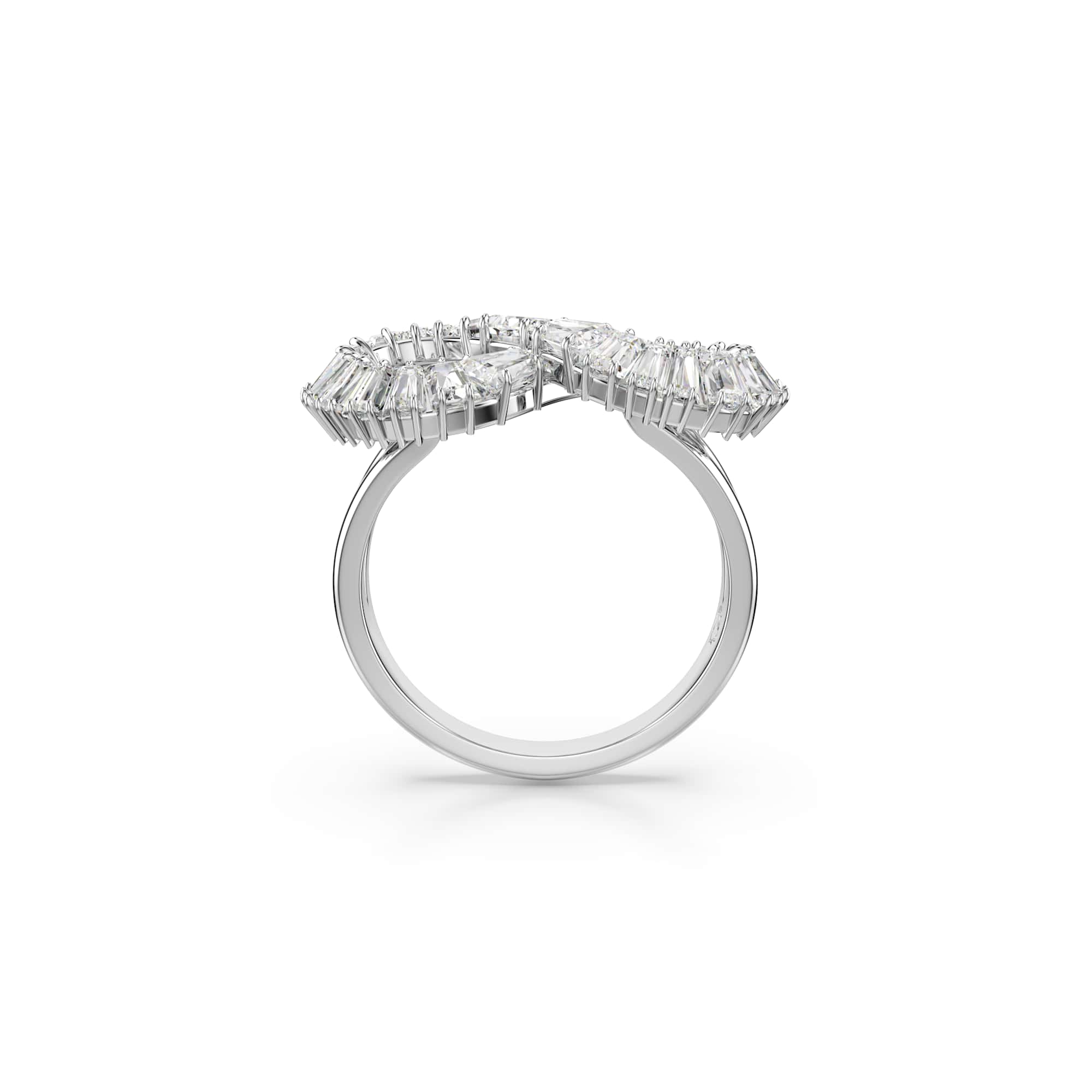 Hyperbola cocktail ring, Infinity, White, Rhodium plated - 52cm