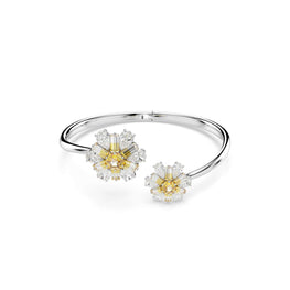 Idyllia bangle, Flower, Yellow, Rhodium plated - L