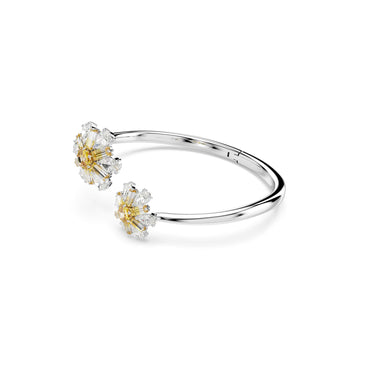 Idyllia bangle, Flower, Yellow, Rhodium plated - L