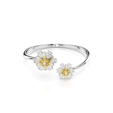 Idyllia bangle, Flower, Yellow, Rhodium plated - M