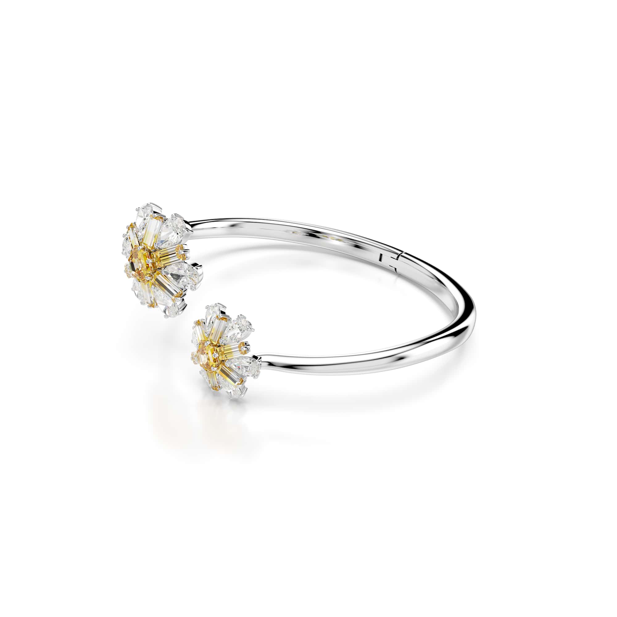 Idyllia bangle, Flower, Yellow, Rhodium plated - M