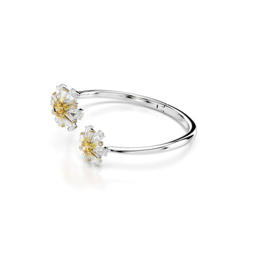 Idyllia bangle, Flower, Yellow, Rhodium plated - M