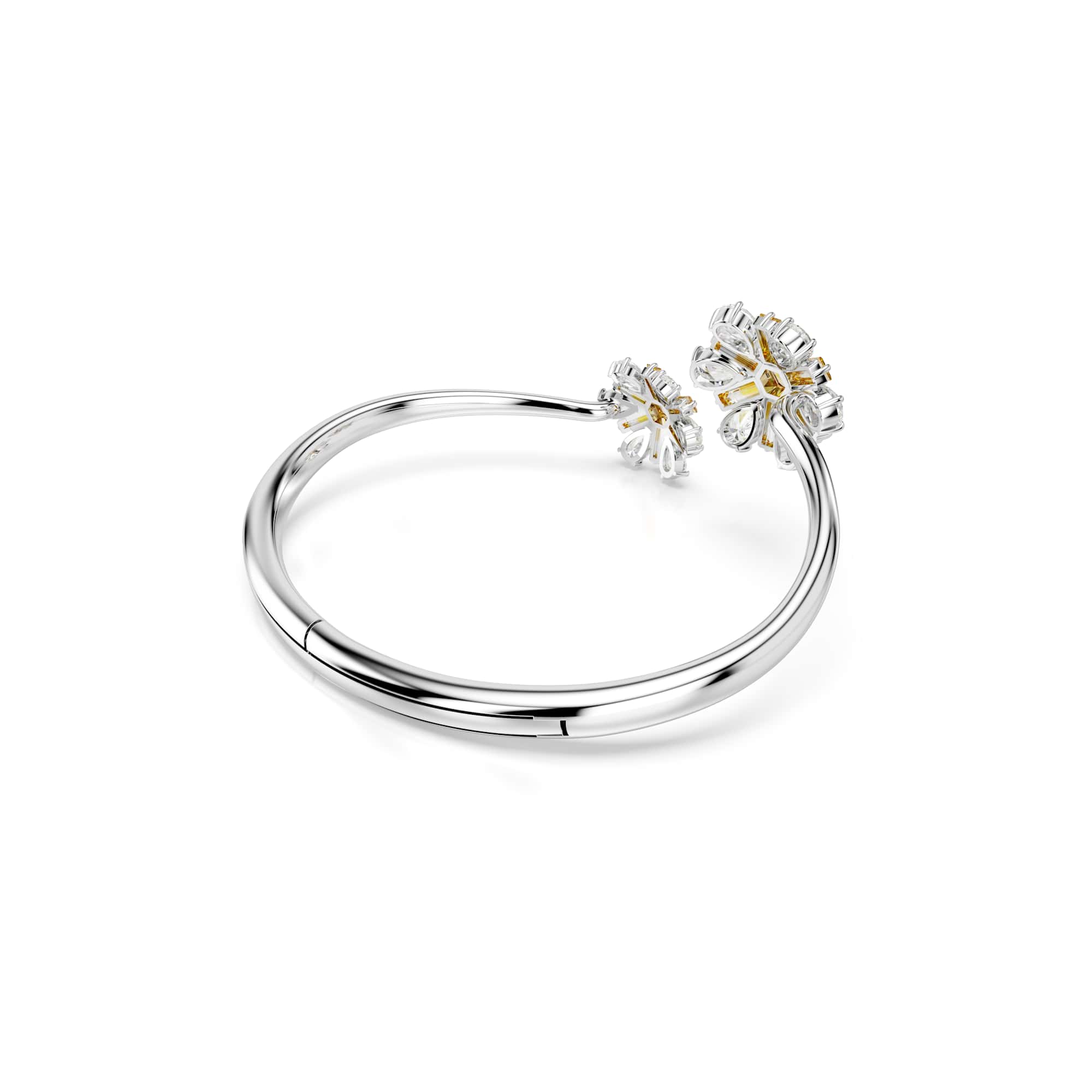 Idyllia bangle, Flower, Yellow, Rhodium plated - M