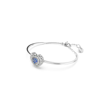 Hyperbola bangle, Heart, Blue, Rhodium plated