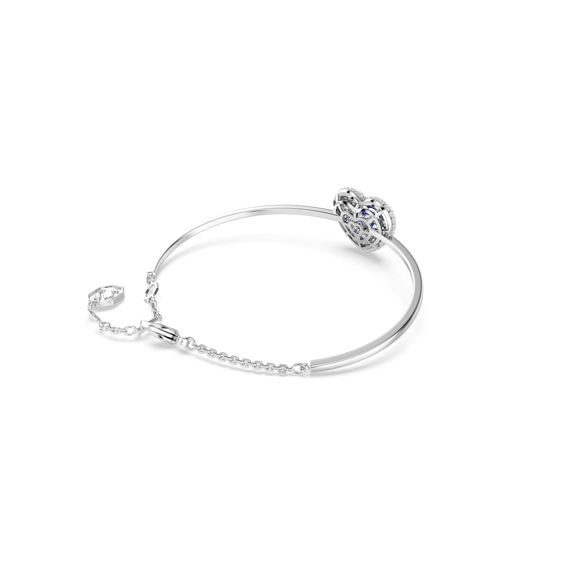 Hyperbola bangle, Heart, Blue, Rhodium plated