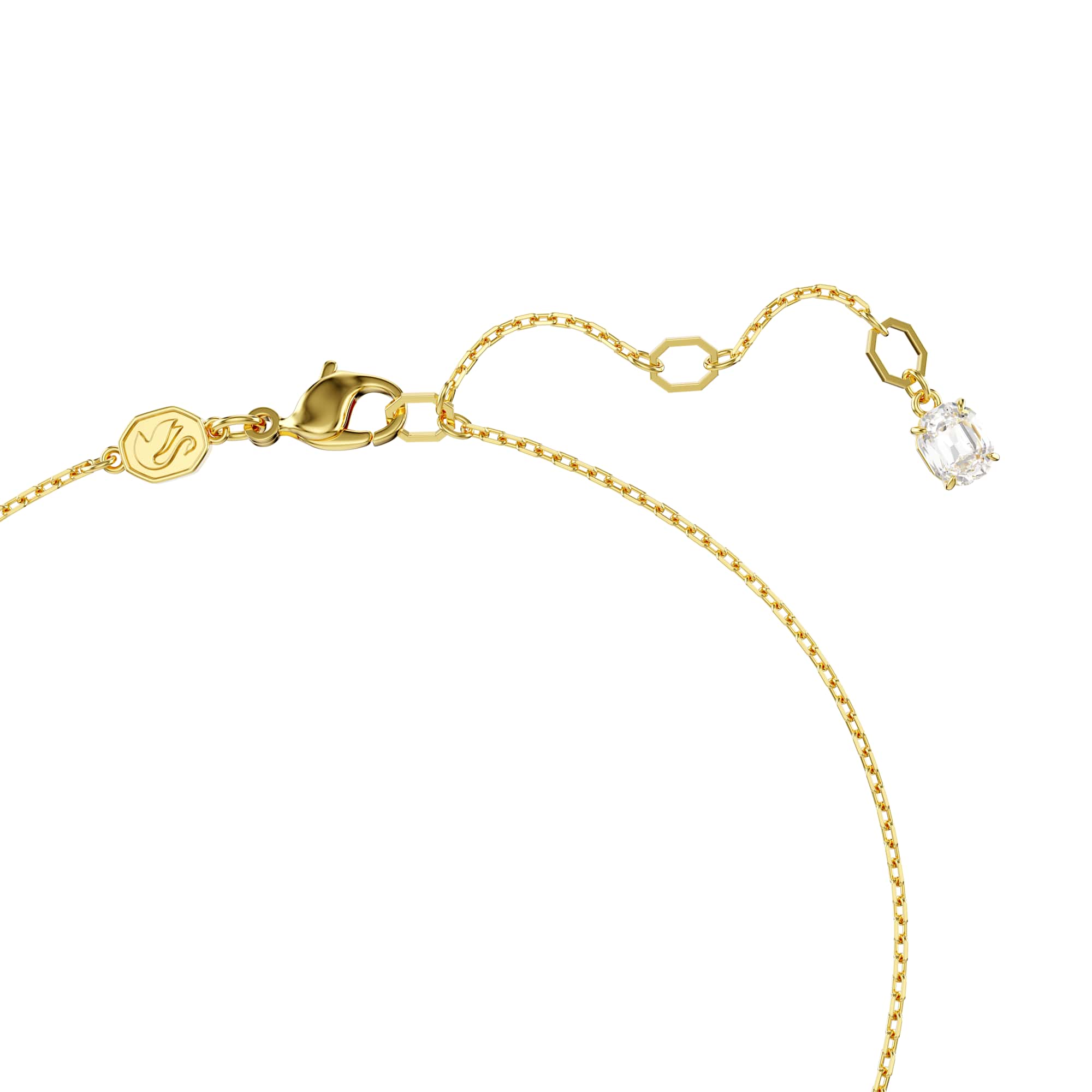 Hyperbola pendant, Crystal pearl, Heart, White, Gold-tone plated