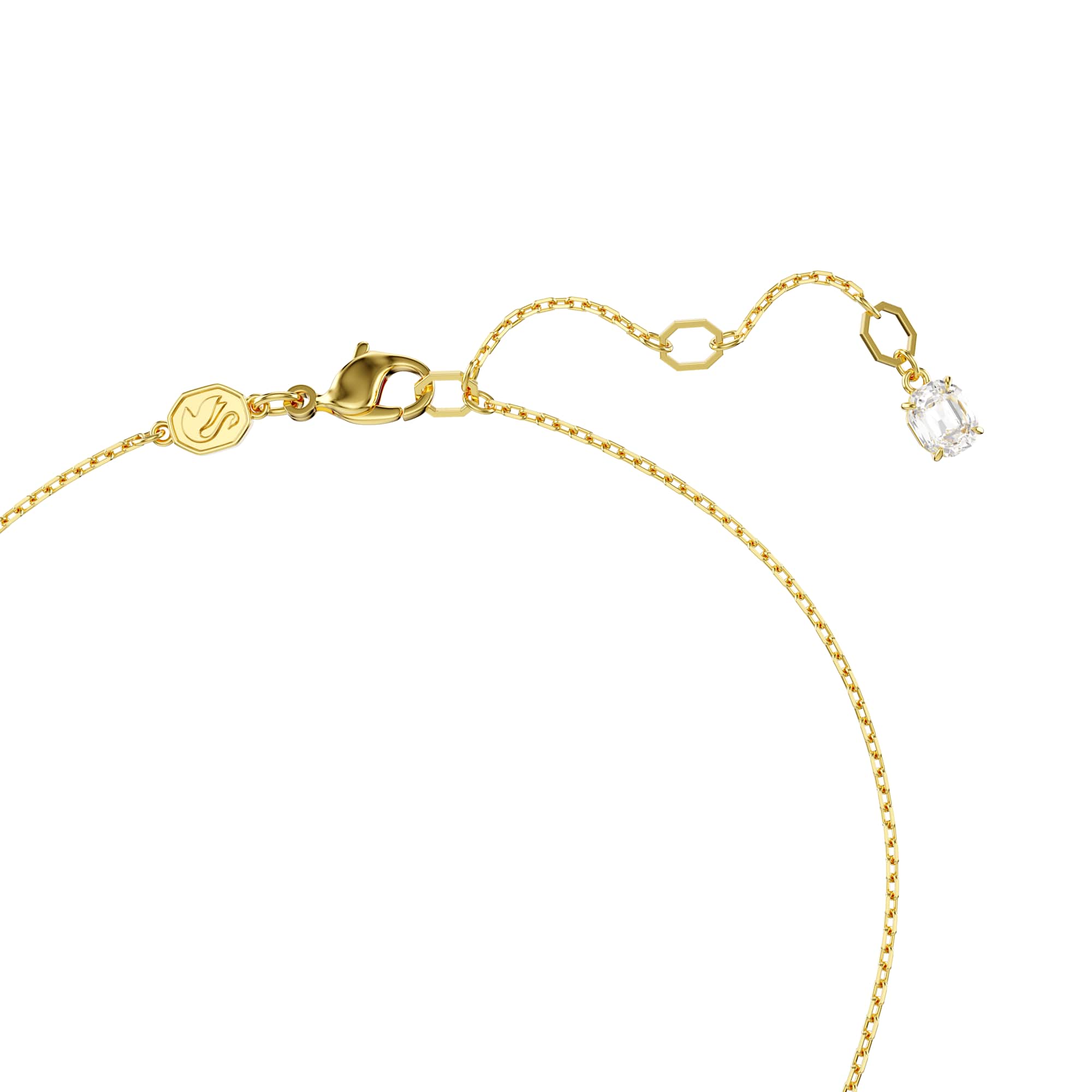Idyllia pendant, Octagon cut, Crystal pearl, Heart, Pink, 18K gold finish