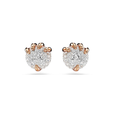 Dragon & Phoenix stud earrings, Dragon’s claw, White, 18K rose gold finish