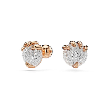 Dragon & Phoenix stud earrings, Dragon’s claw, White, 18K rose gold finish
