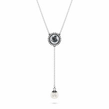 Swan Y pendant, Crystal pearl, Swan, Gray, Rhodium plated