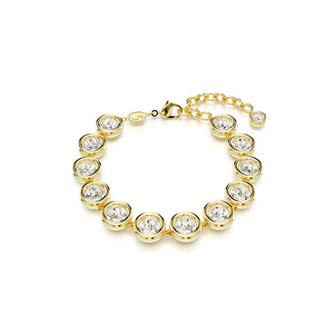 Imber Tennis bracelet, Round cut, White, 18K gold finish