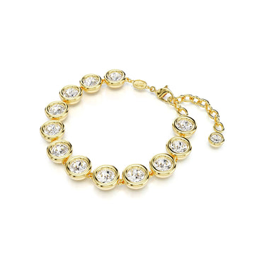 Imber Tennis bracelet, Round cut, White, 18K gold finish
