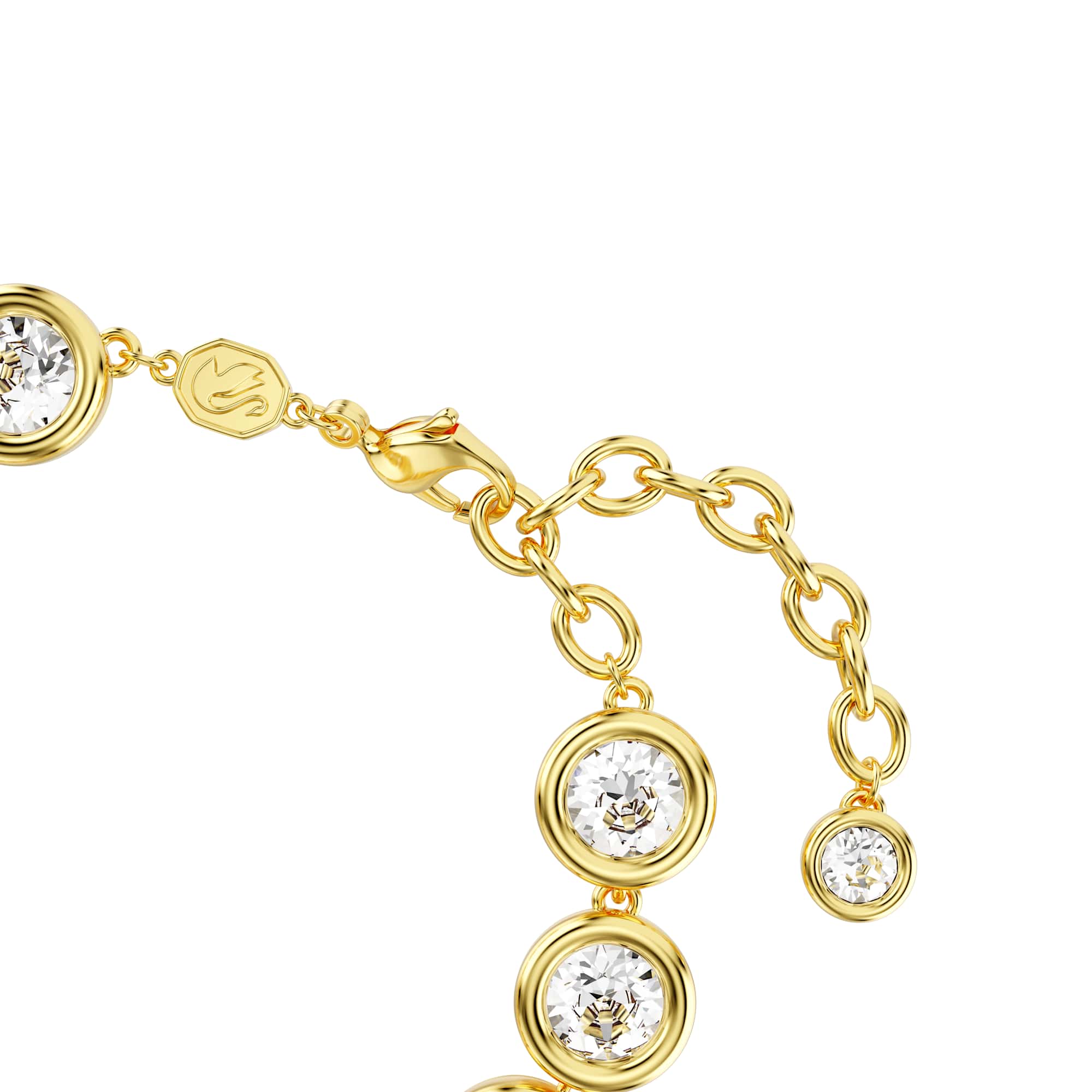 Imber Tennis bracelet, Round cut, White, 18K gold finish