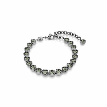 Imber Tennis bracelet, Round cut, Black, Ruthenium plated - M