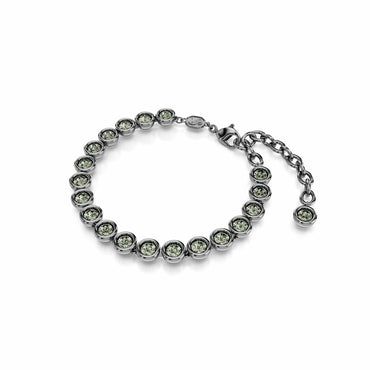 Imber Tennis bracelet, Round cut, Black, Ruthenium plated - M