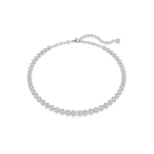 Imber Tennis necklace, Round cut, White, Rhodium plated