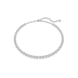 Imber Tennis necklace, Round cut, White, Rhodium plated