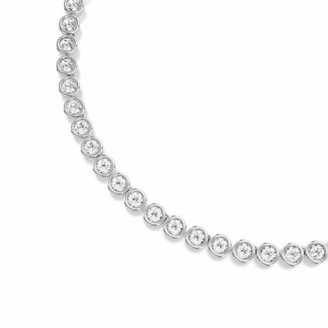 Imber Tennis necklace, Round cut, White, Rhodium plated