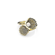 Idyllia open ring, Crystal pearl, Shell, White, Gold-tone plated - 50cm