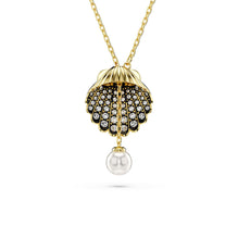 Idyllia y pendant, Crystal pearl, Shell, White, 18K gold finish