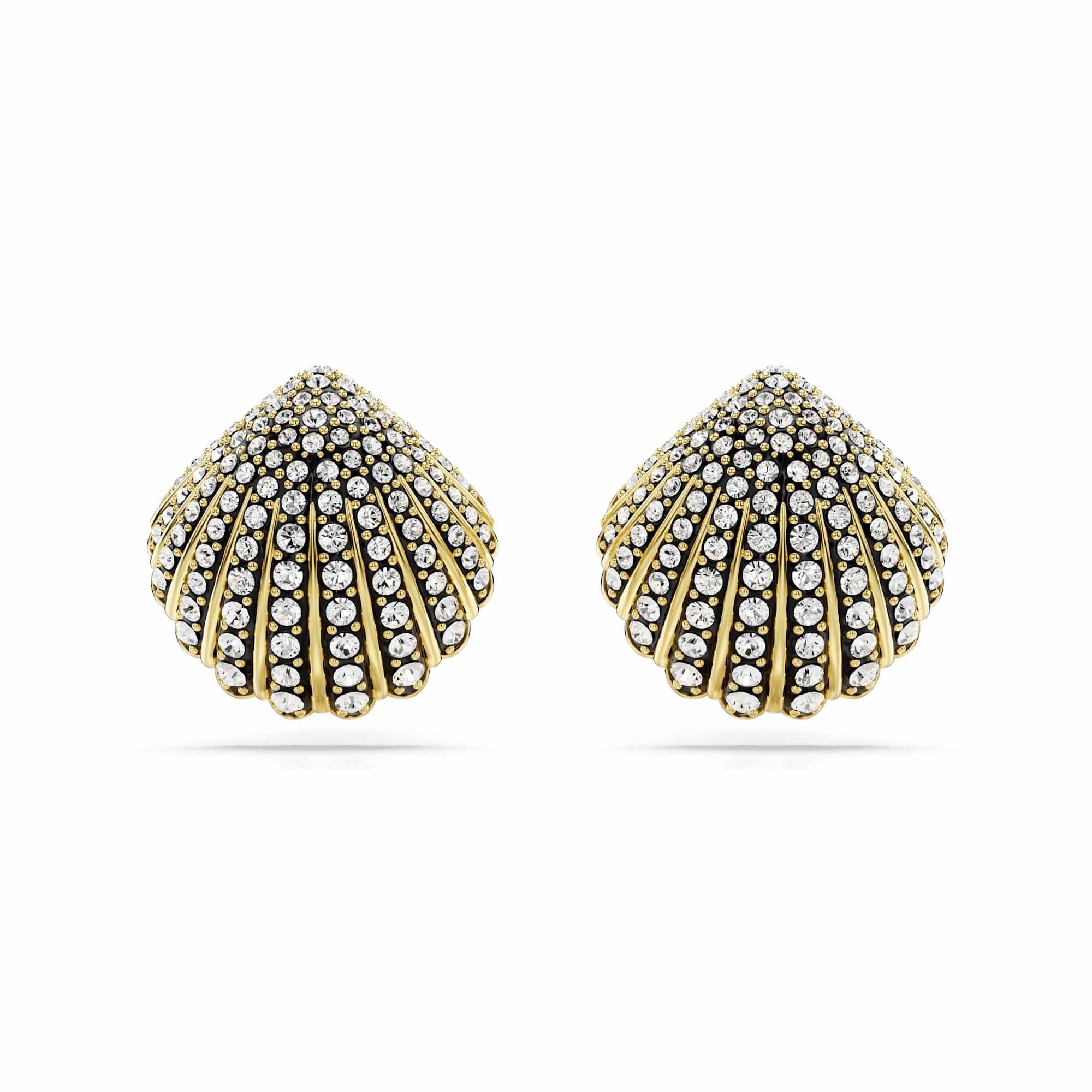 Idyllia stud earrings, Shell, White, 18K gold finish