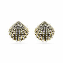 Idyllia stud earrings, Shell, White, 18K gold finish