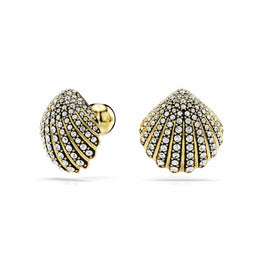 Idyllia stud earrings, Shell, White, 18K gold finish