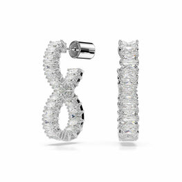 Hyperbola hoop earrings, Infinity, White, Rhodium plated